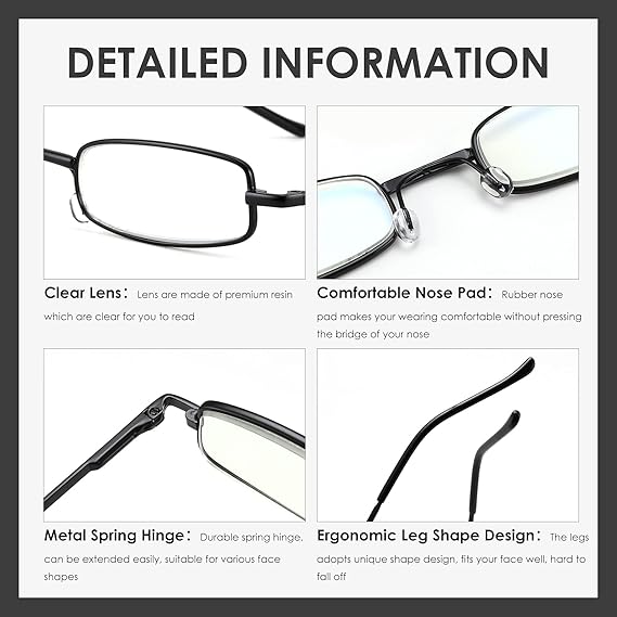 3 Pack Slim Pocket Reading Glasses for Men Women